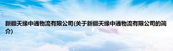 新疆天缘中通物流有限公司(关于新疆天缘中通物流有限公司的简介)