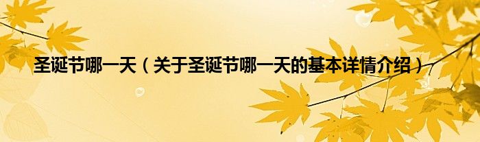 圣诞节哪一天（关于圣诞节哪一天的基本详情介绍）