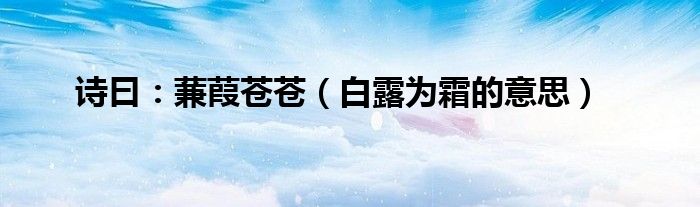 诗曰：蒹葭苍苍（白露为霜的意思）