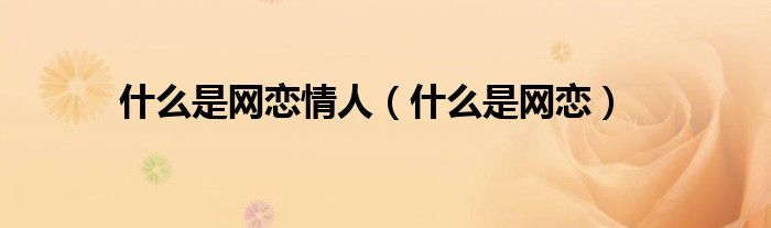 什么是网恋情人（什么是网恋）