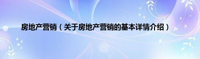 房地产营销（关于房地产营销的基本详情介绍）