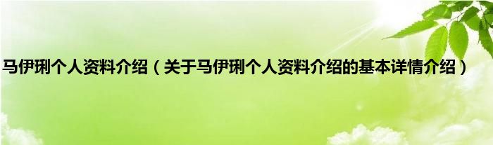 马伊琍个人资料介绍（关于马伊琍个人资料介绍的基本详情介绍）